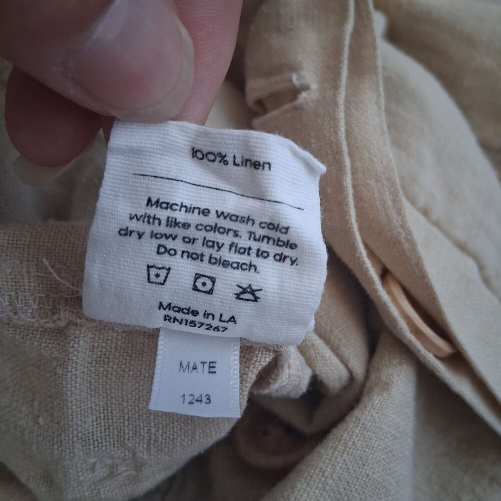 MATE the Label Organic Linen Short Sleeve Utility Jumpsuit S Beige Minimalist - Picture 12 of 12